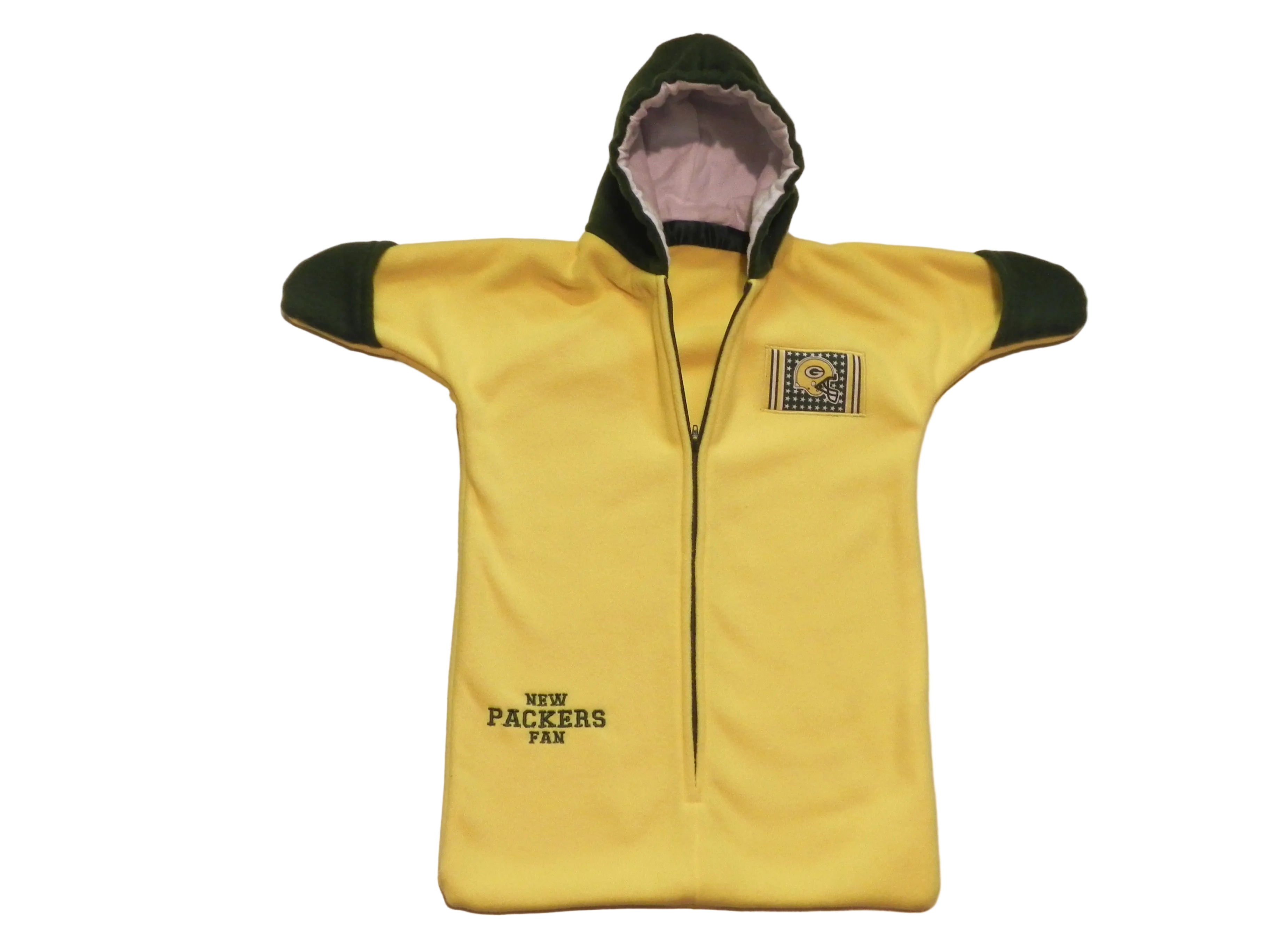 Handmade Green Bay Packers Yellow Fleece Baby Bunting Coat 0-6M