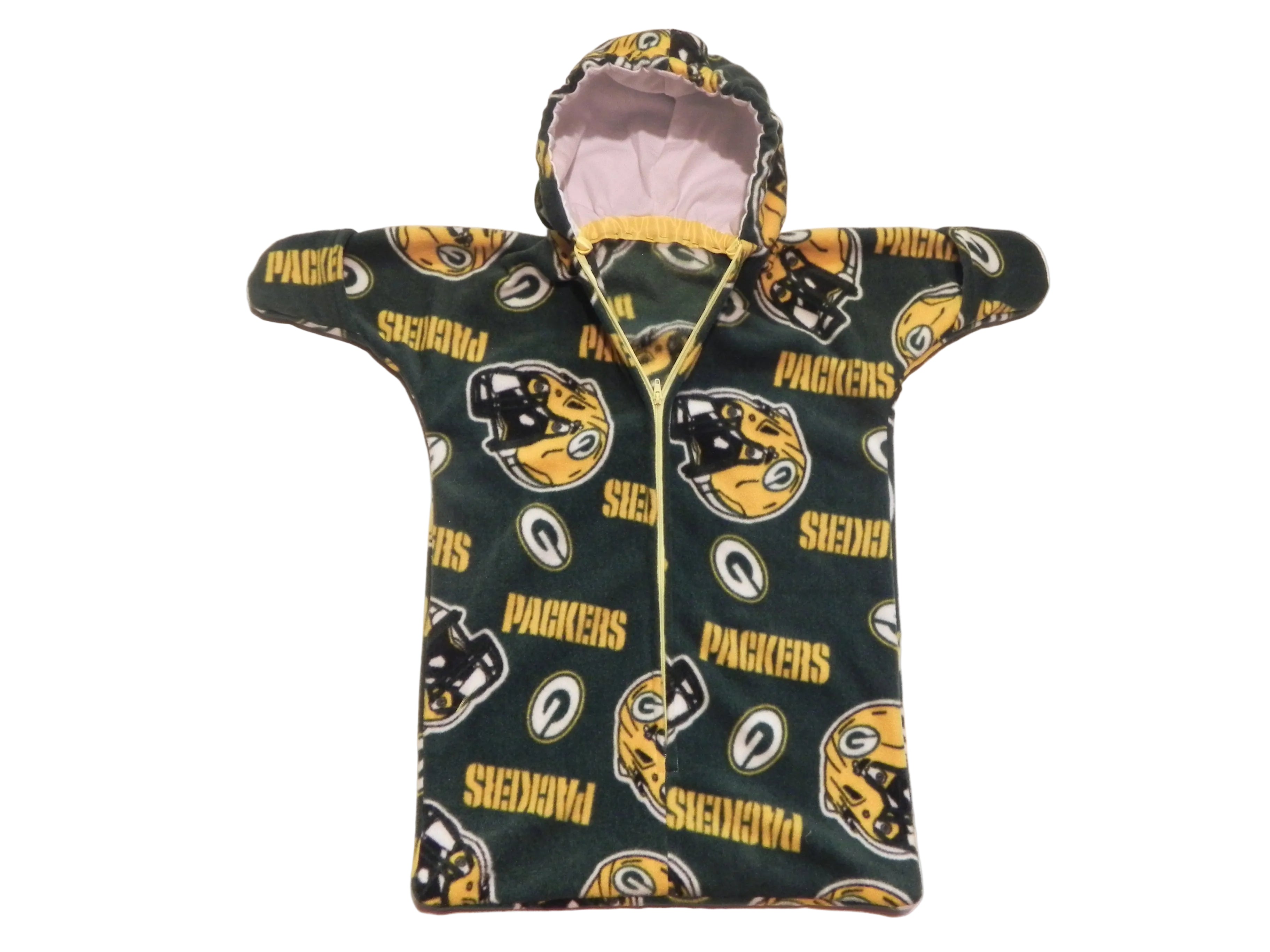 Handmade Green Bay Packers Printed Fleece Baby Bunting Coat 0-6M