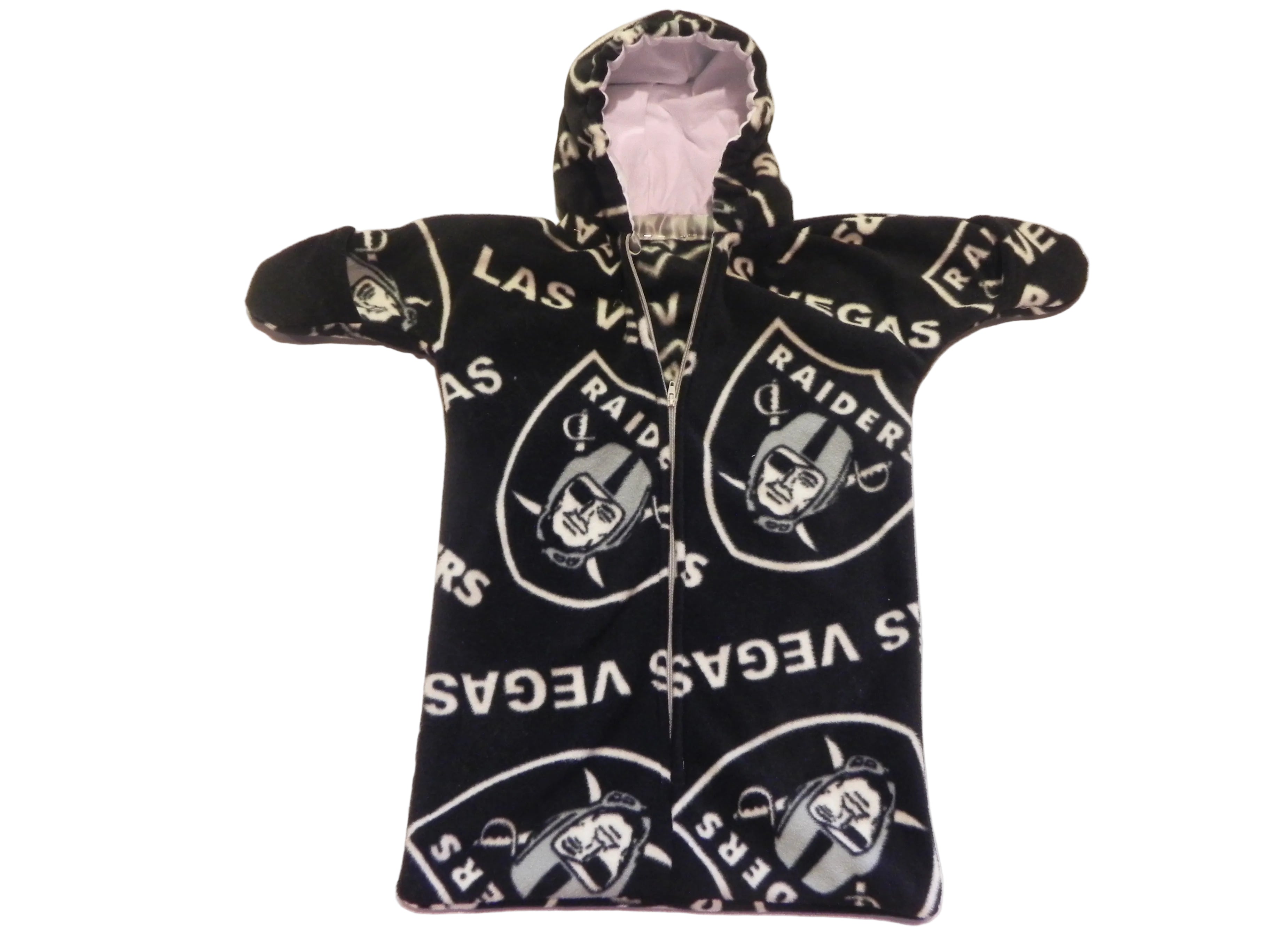 Handmade Vegas Raiders Bold Printed Fleece Baby Bunting Coat 0-6M