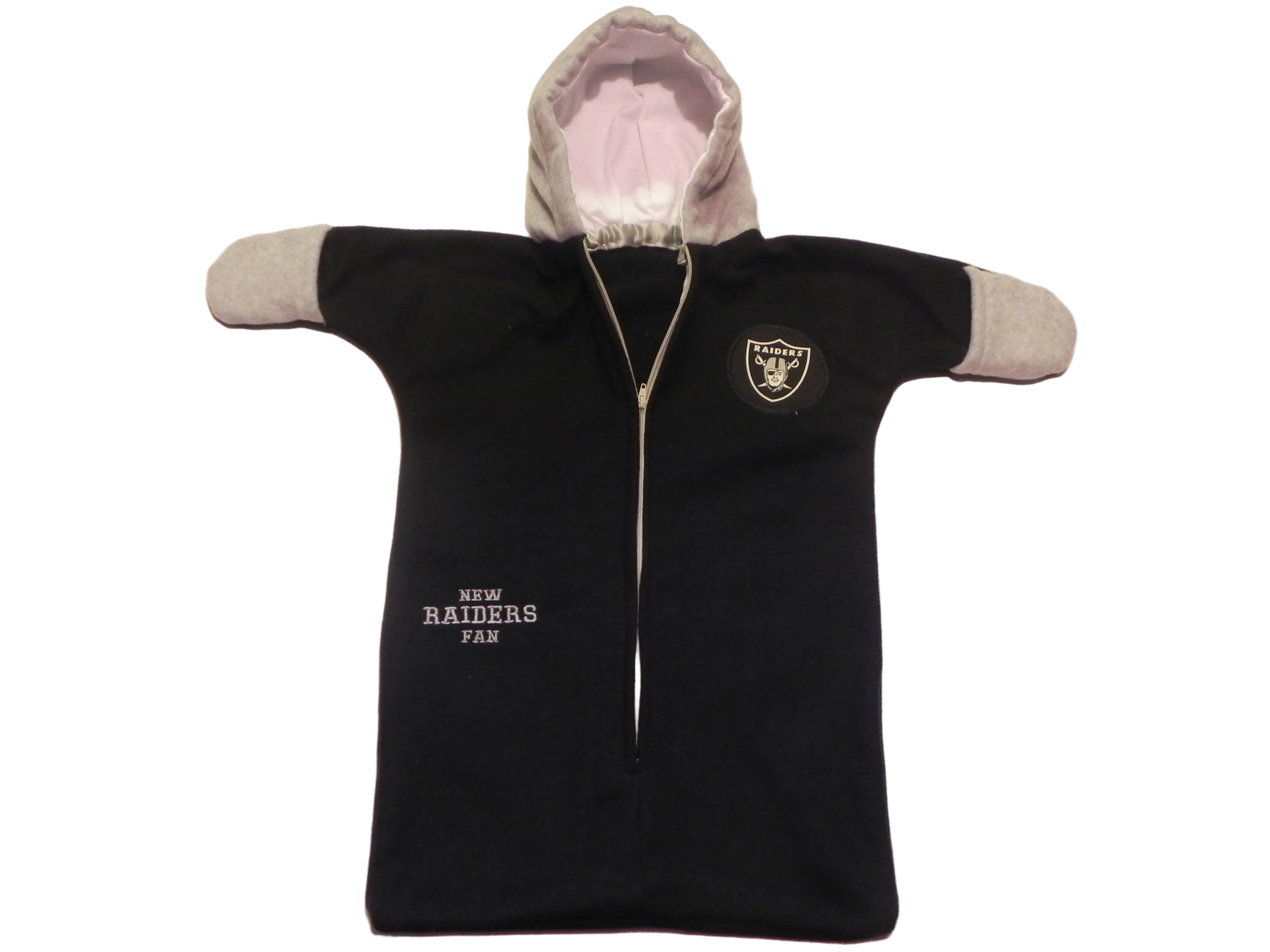 Handmade Vegas Raiders Black Fleece Baby Bunting Coat 0-6M