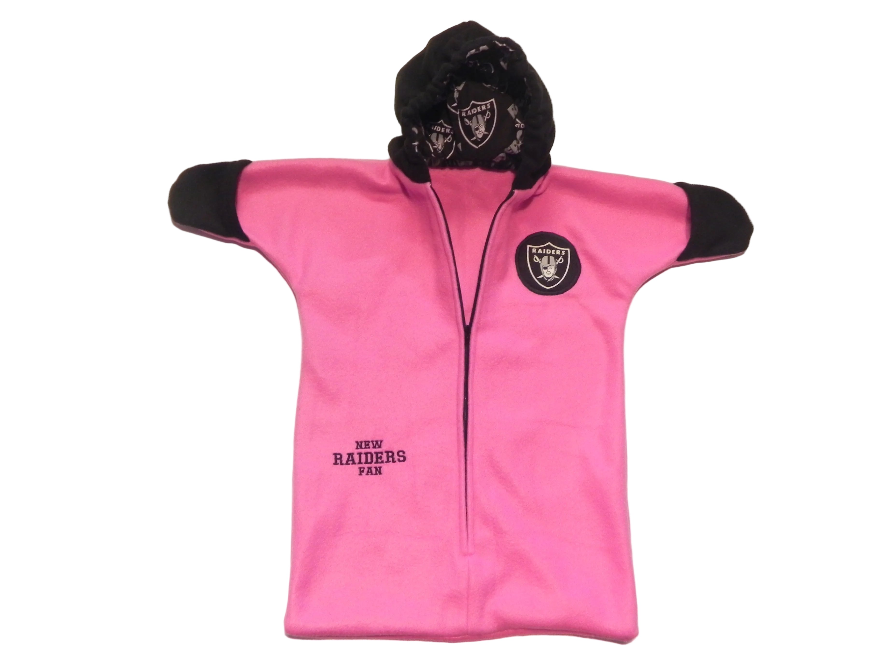 Handmade Girls Vegas Raiders Hot Pink Fleece Baby Bunting Coat 0-6M