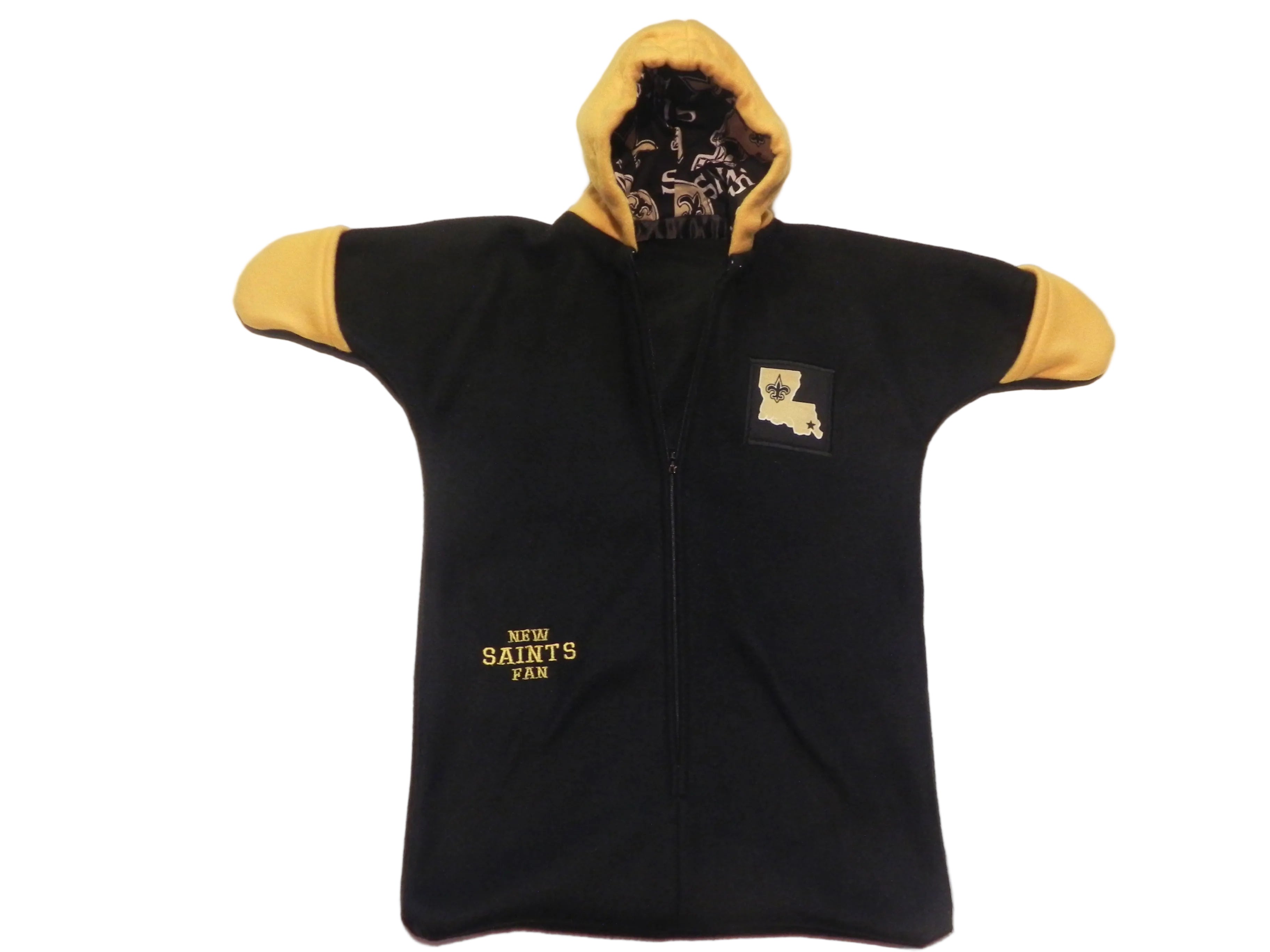 Handmade New Orleans Saints Black Fleece Baby Bunting Coat 0-6M
