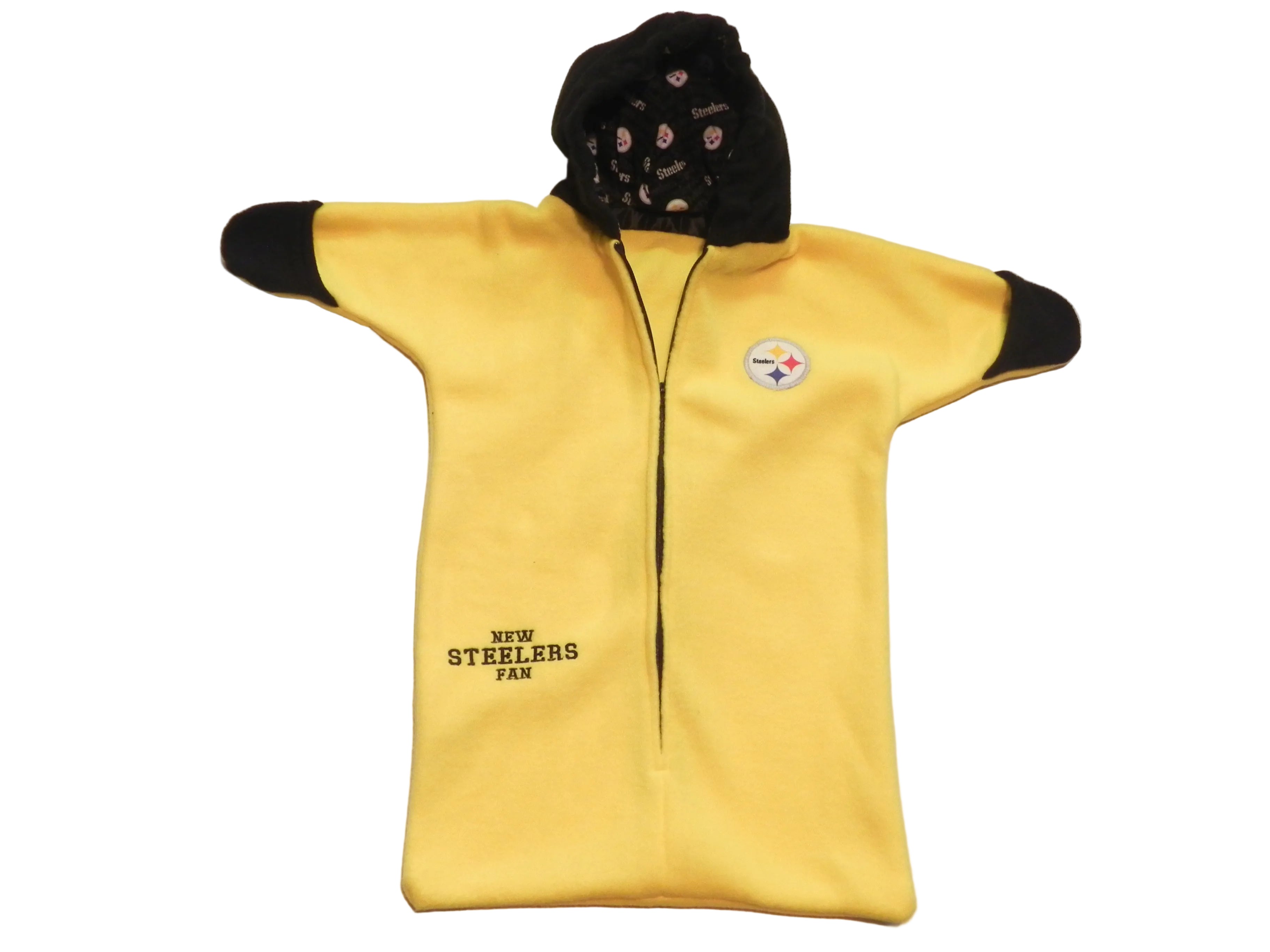 Handmade Pittsburgh Steelers Yellow Fleece Baby Bunting Coat 0-6M