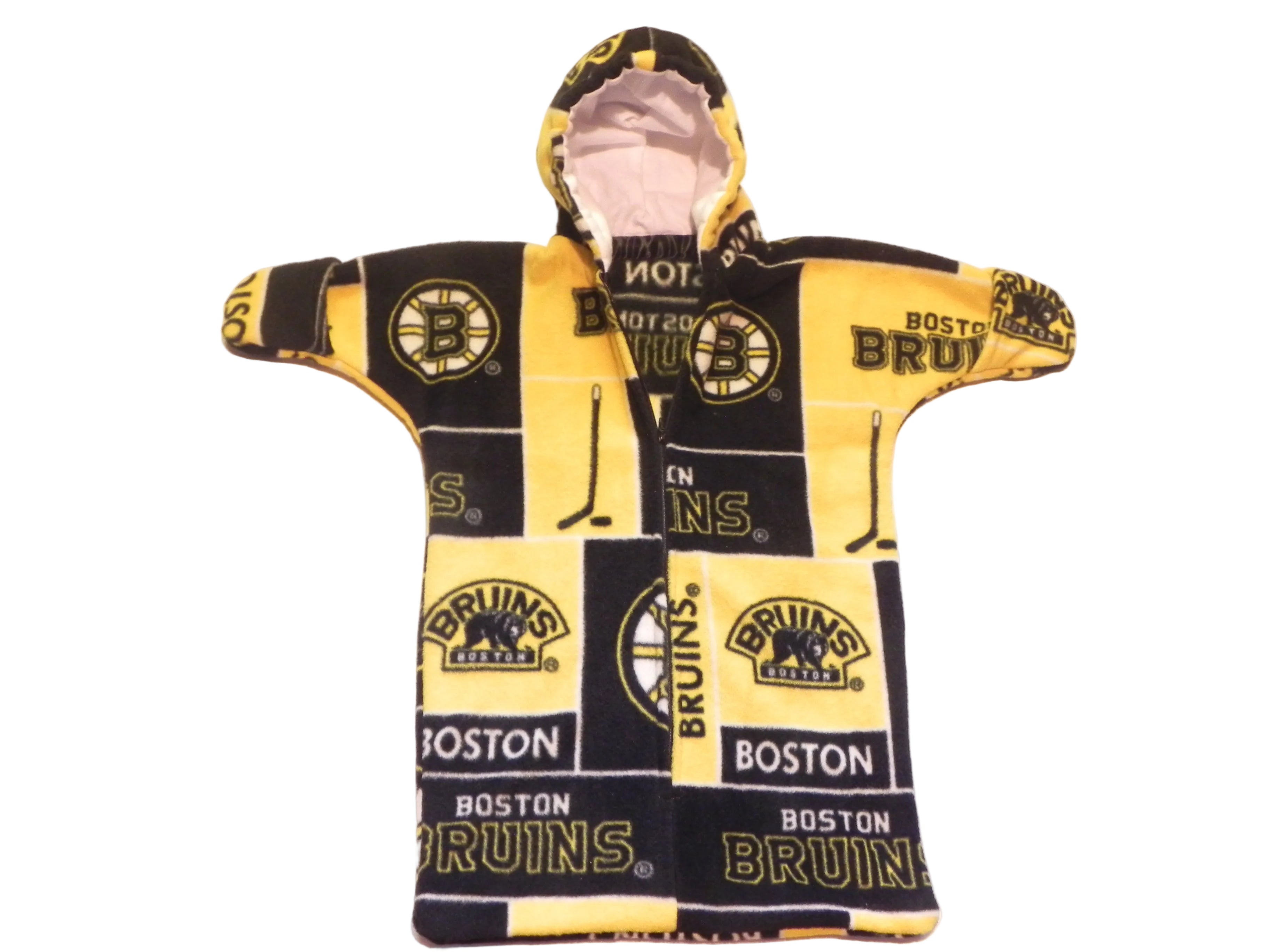 Handmade Boston Bruins Printed Fleece Baby Bunting Coat 0-6M