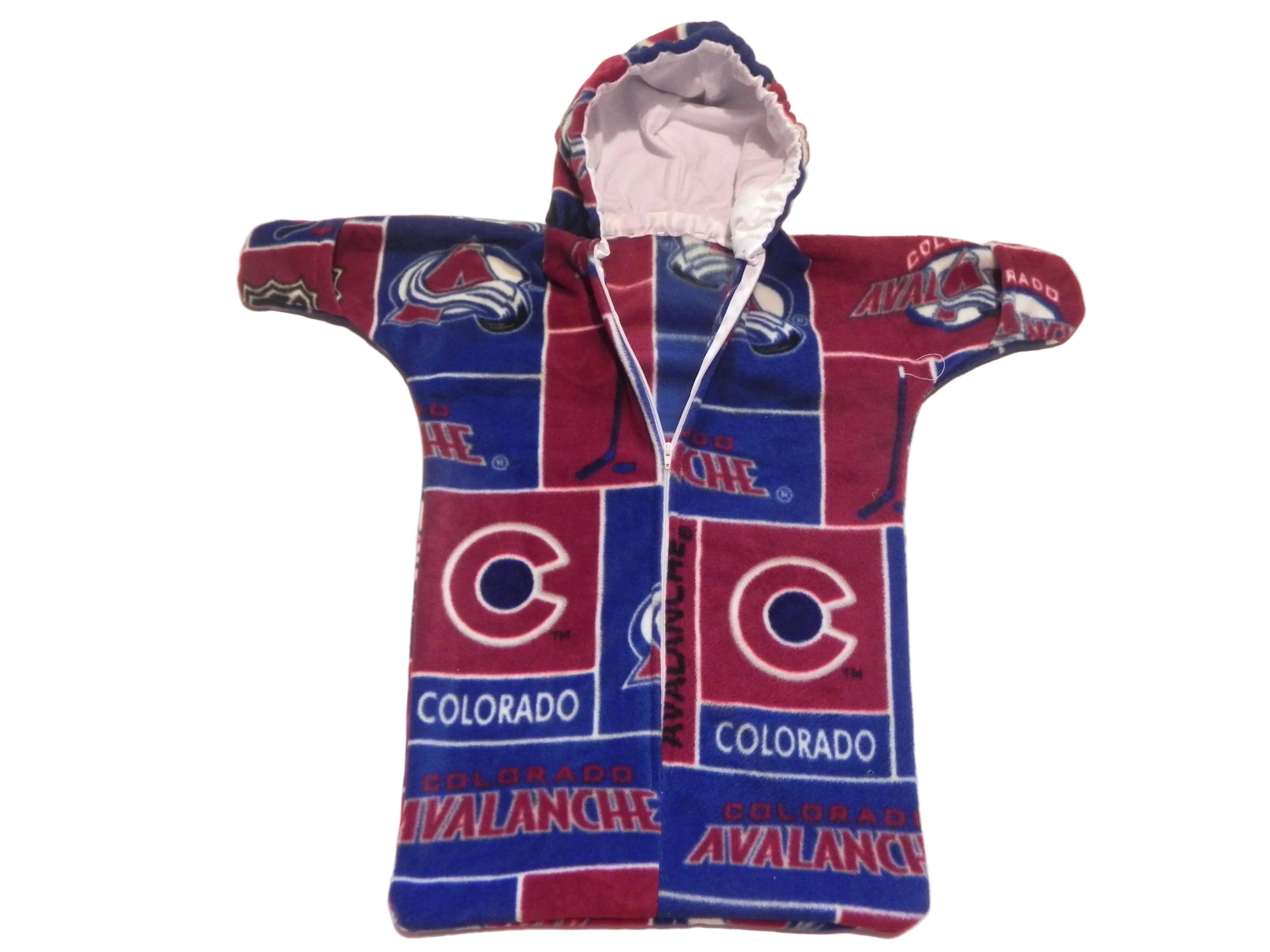 Handmade Colorado Avalanche Printed Fleece Baby Bunting Coat 0-6M