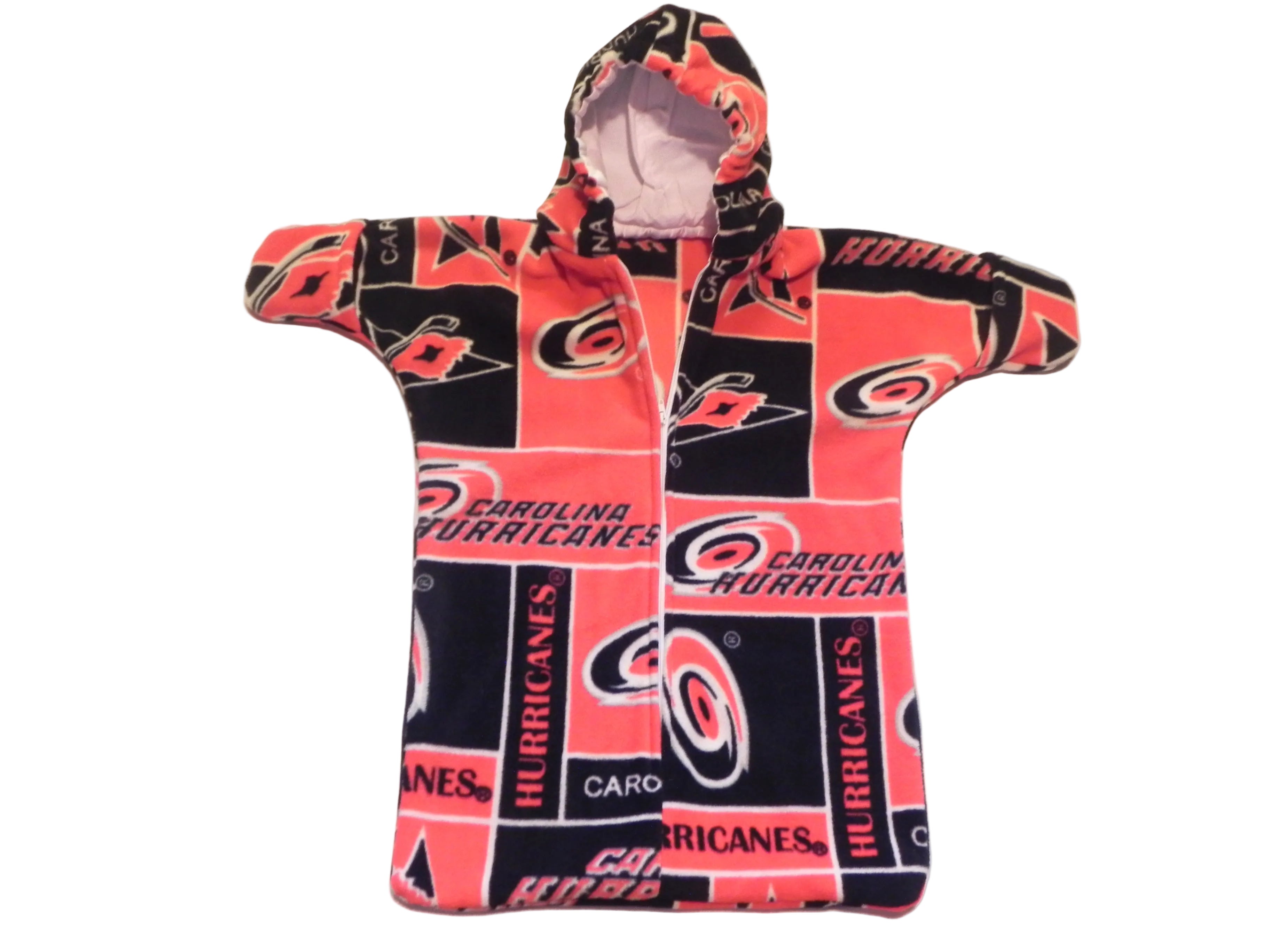 Handmade Carolina Hurricanes Printed Fleece Baby Bunting Coat 0-6M