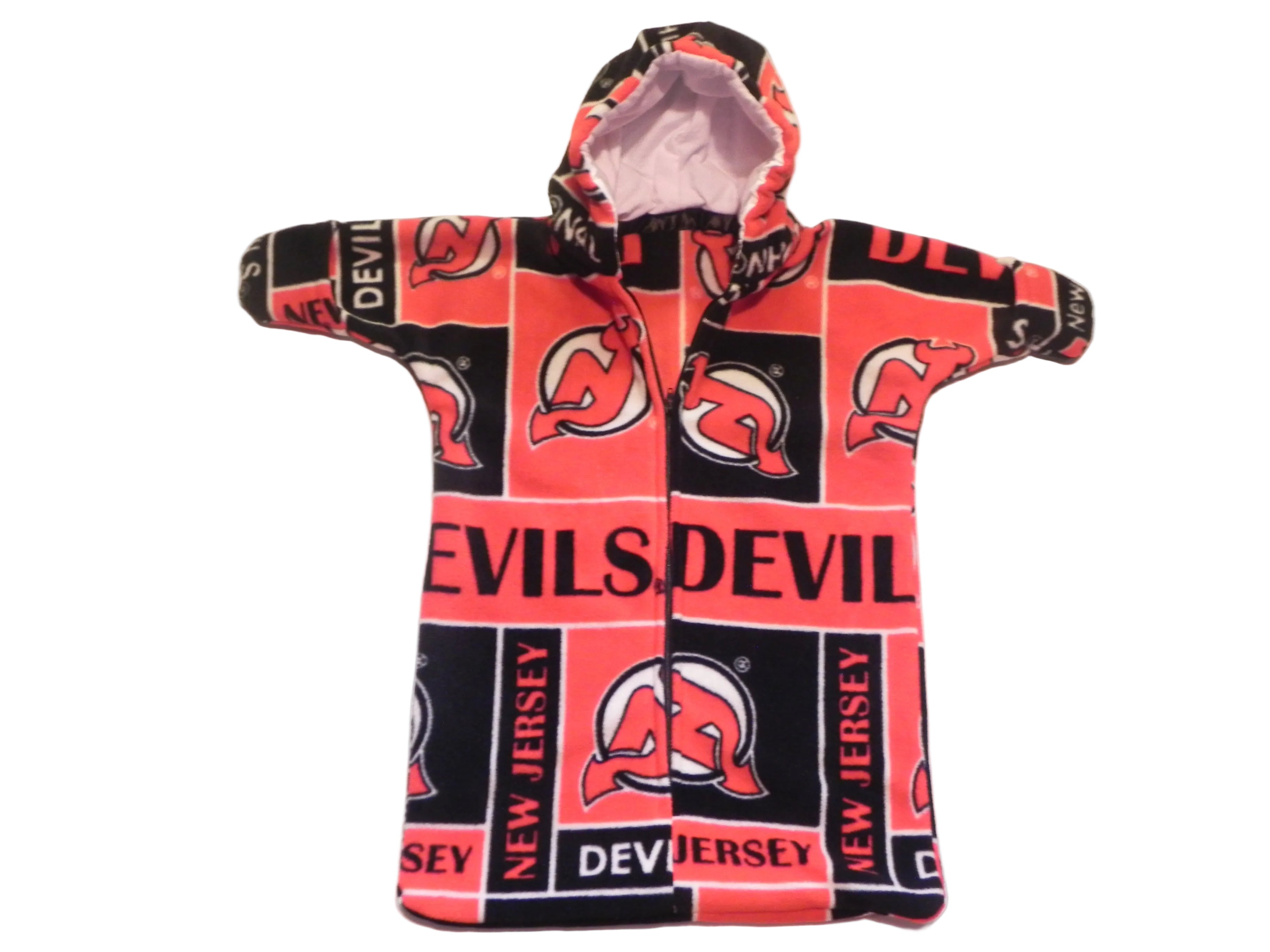 Handmade New Jersey Devils Printed Fleece Baby Bunting Coat 0-6M