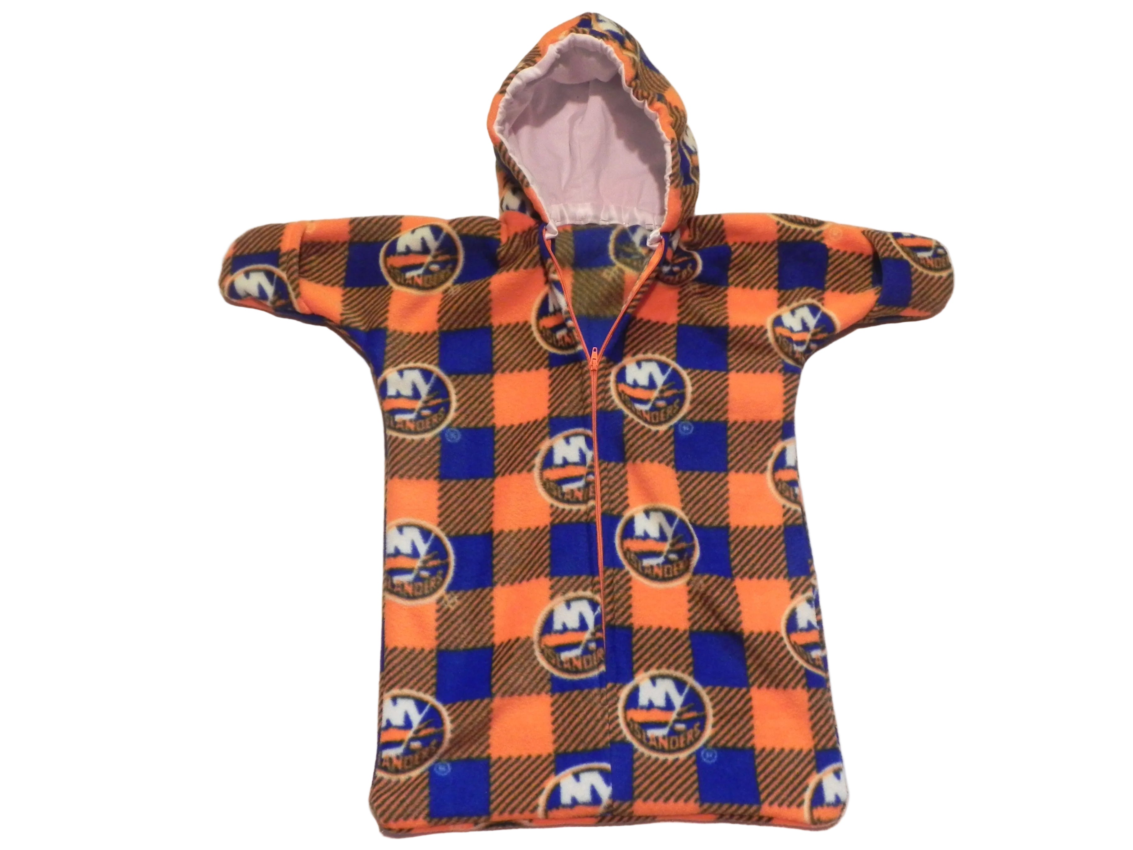 Handmade New York Islanders Plaid Fleece Baby Bunting Coat 0-6M