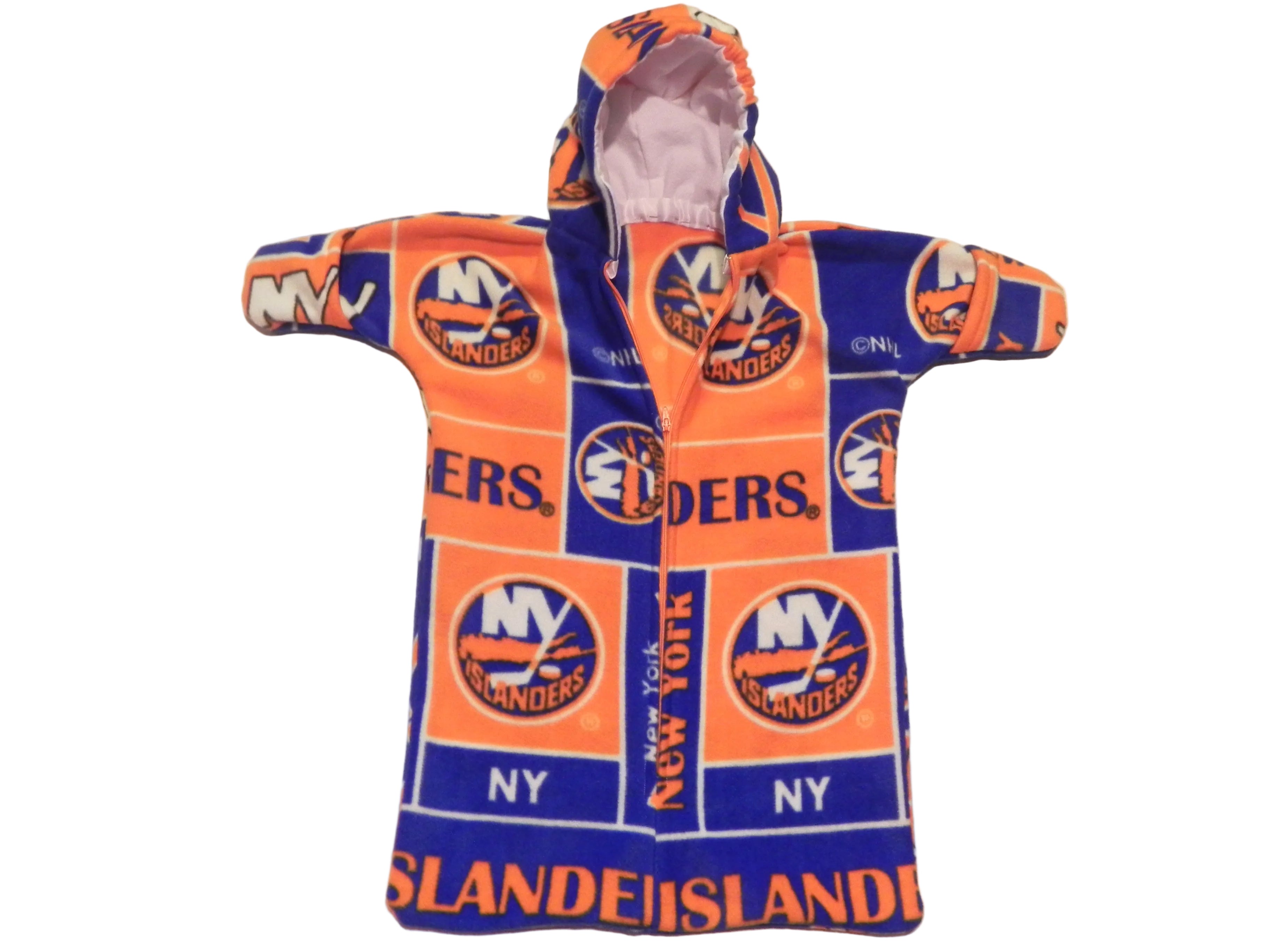 Handmade N. Y. Islanders Printed Fleece Baby Bunting Coat 0-6M