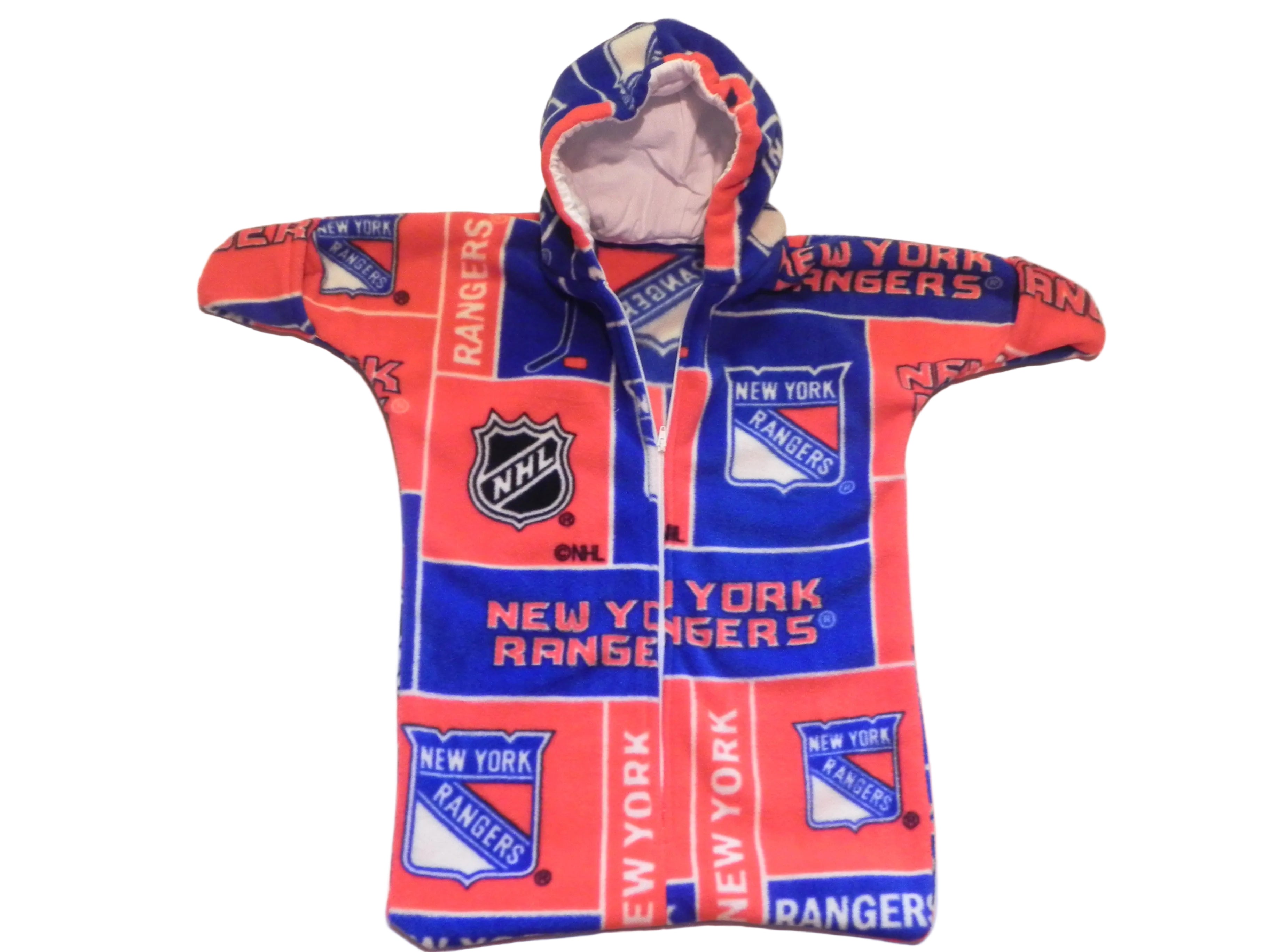 Handmade New York Rangers Printed Fleece Baby Bunting Coat 0-6M