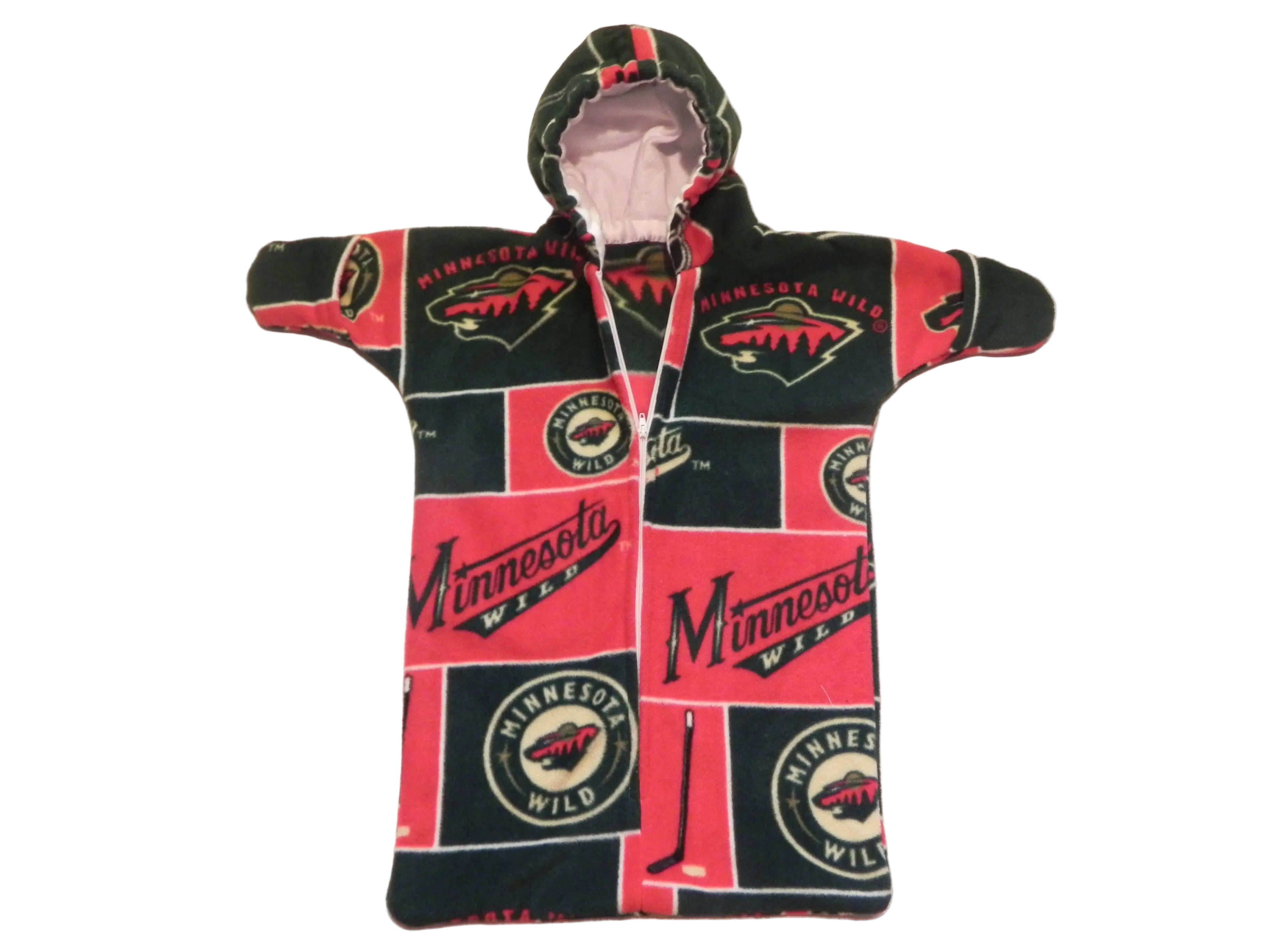 Handmade Minnesota Wild Printed Fleece Baby Bunting Coat 0-6M
