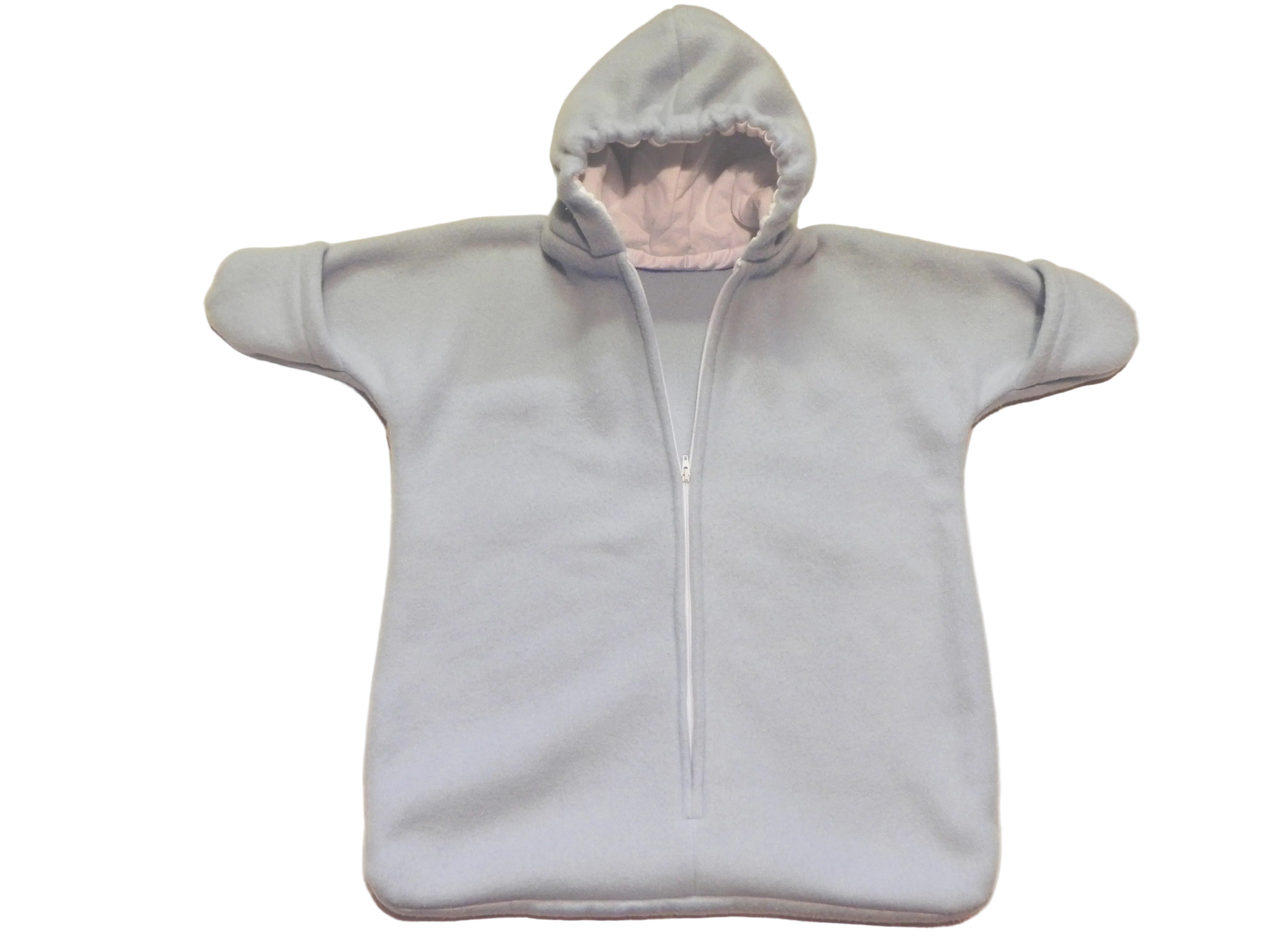 Handmade Boy Solid Baby Blue Fleece Baby Bunting Coat 0-3M