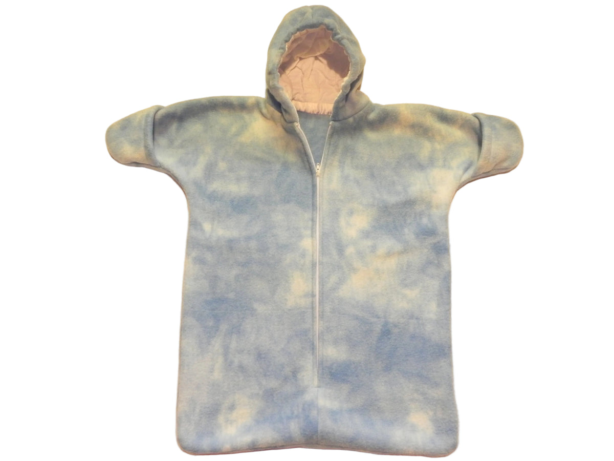 Handmade Blue with White Clouds Fleece Baby Bunting Coat 0-6 Mo