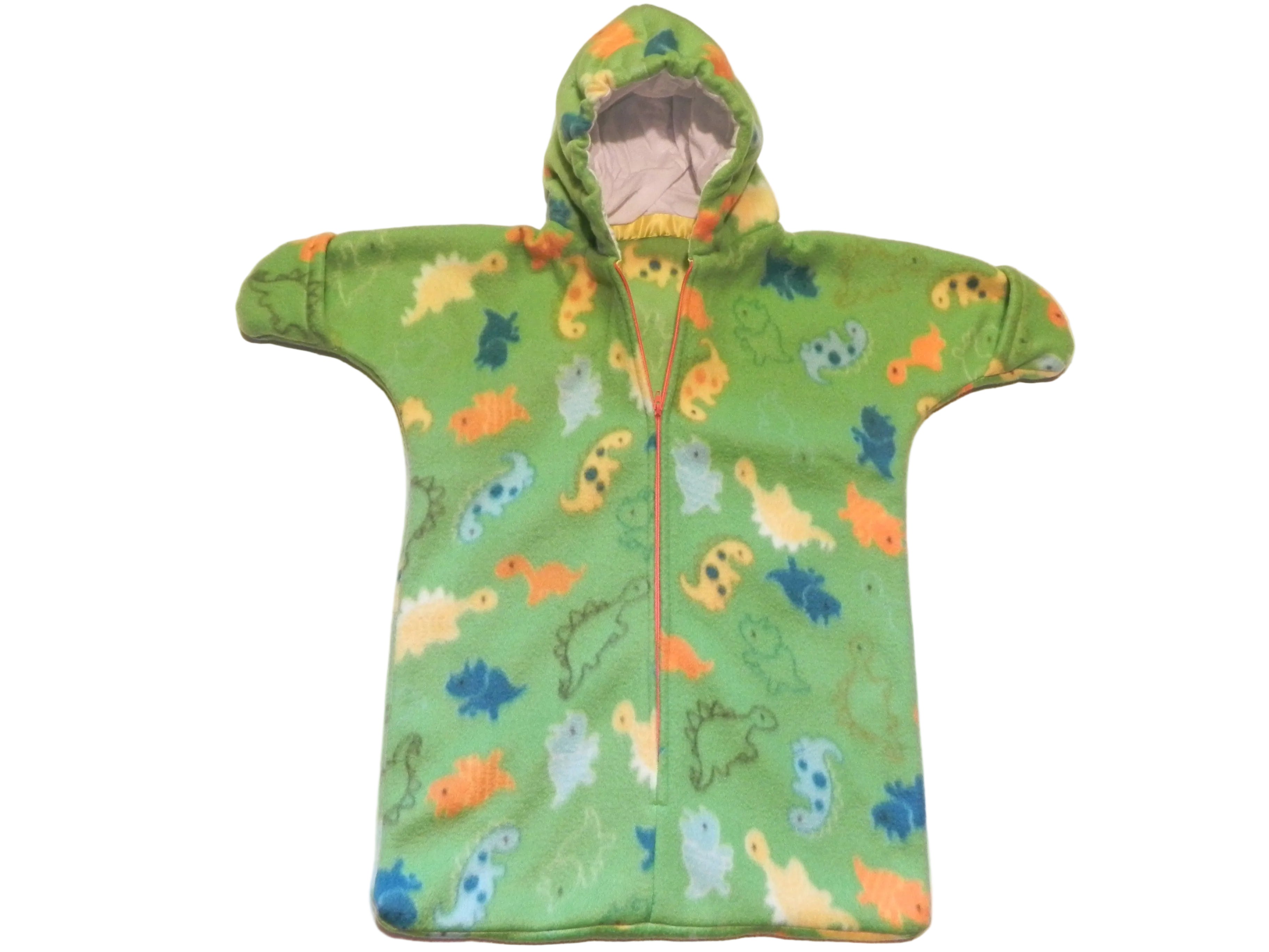 Handmade Green with Dinosaurs Printed Fleece Baby Bunting Coat 0-6M