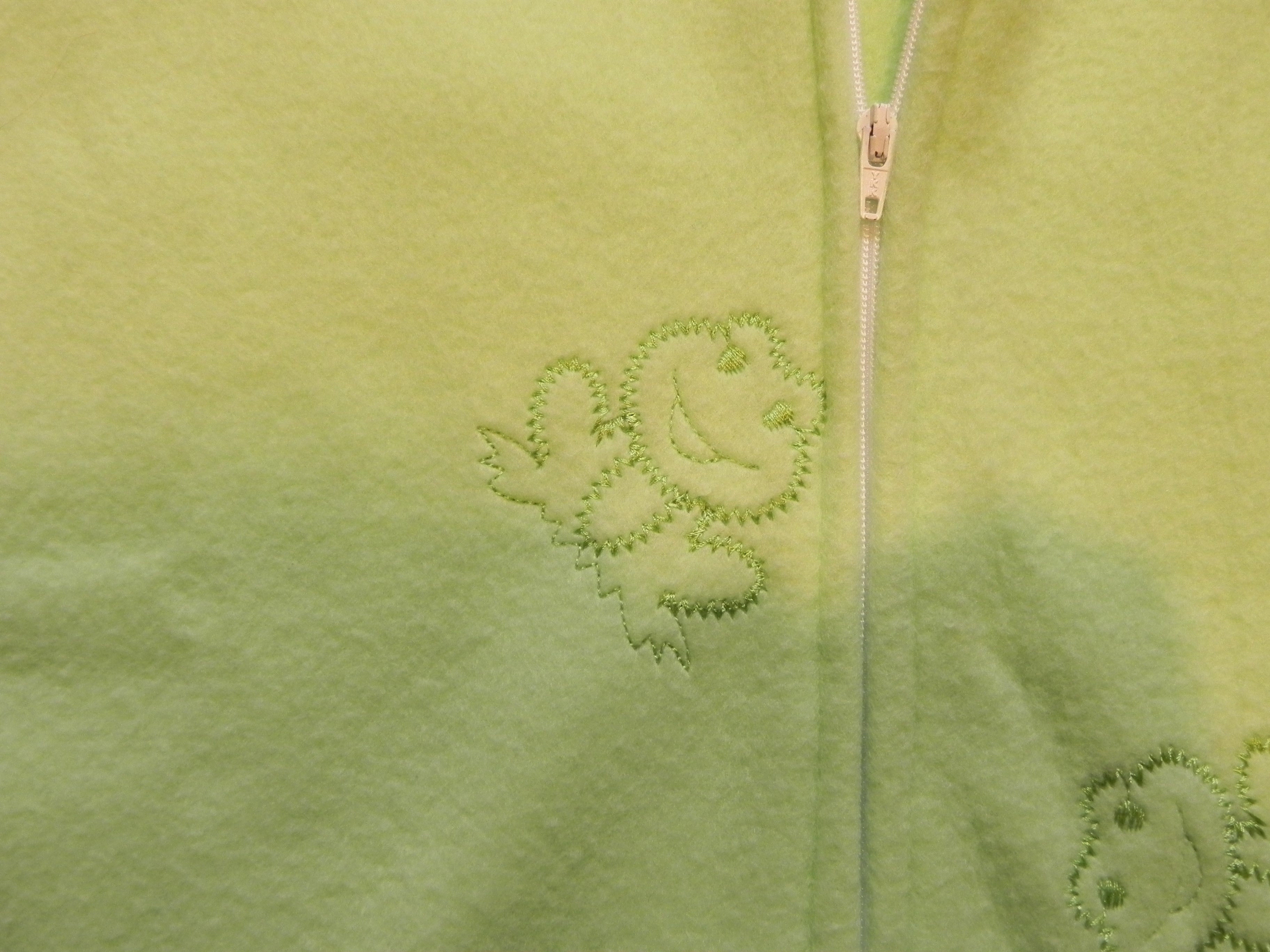 Handmade Lime Green & Embroidered Frogs Fleece Baby Bunting Coat 0-6M