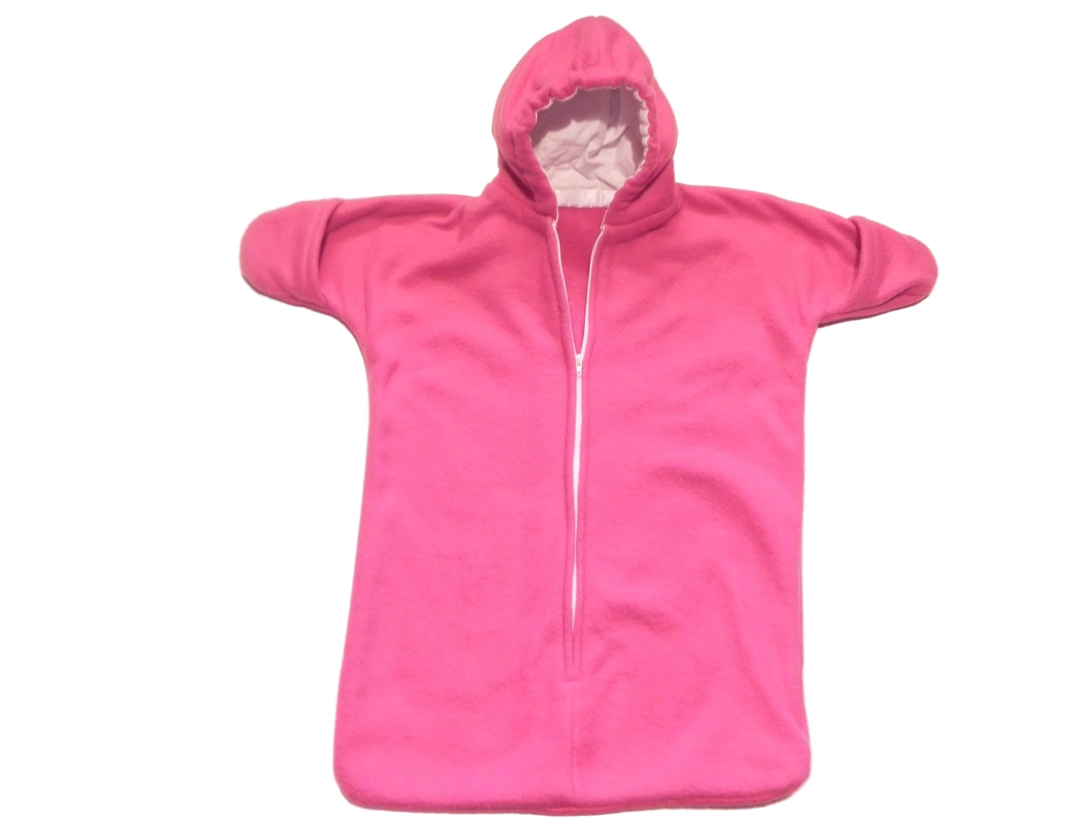 Handmade Girls Solid Hot Pink Fleece Baby Bunting Coat 0-6M