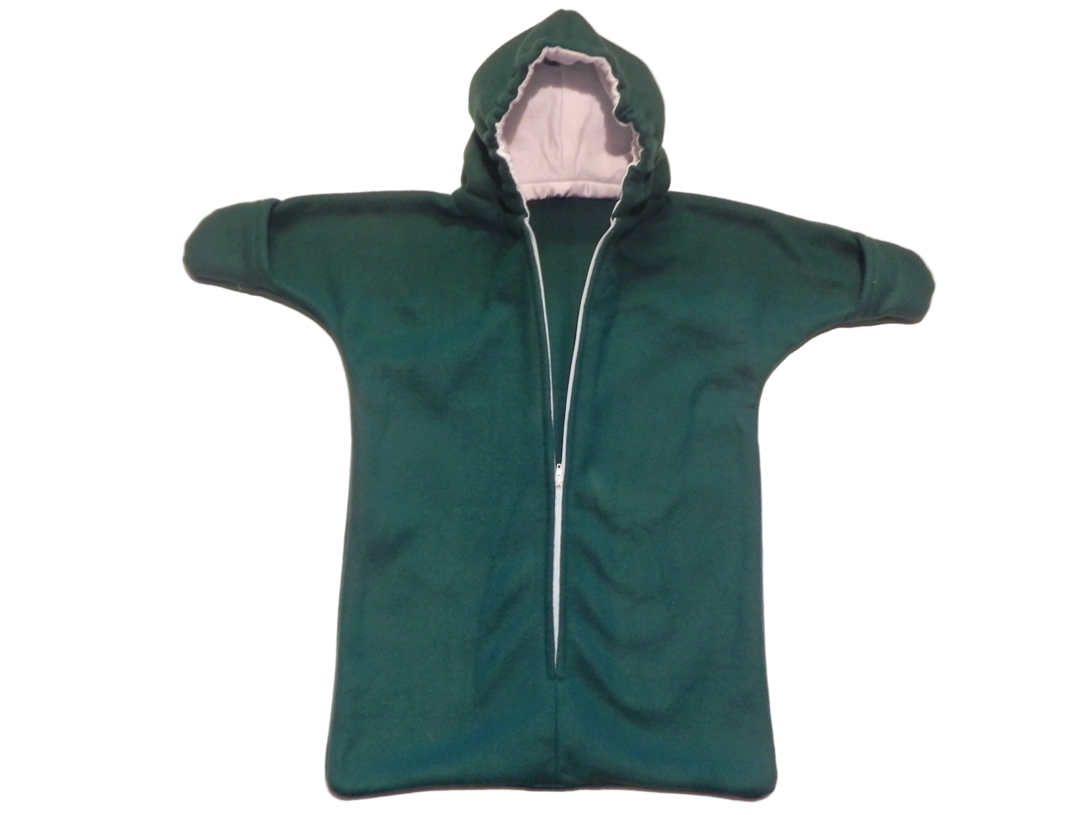 Handmade Solid Green Fleece Baby Bunting Coat 0-6M