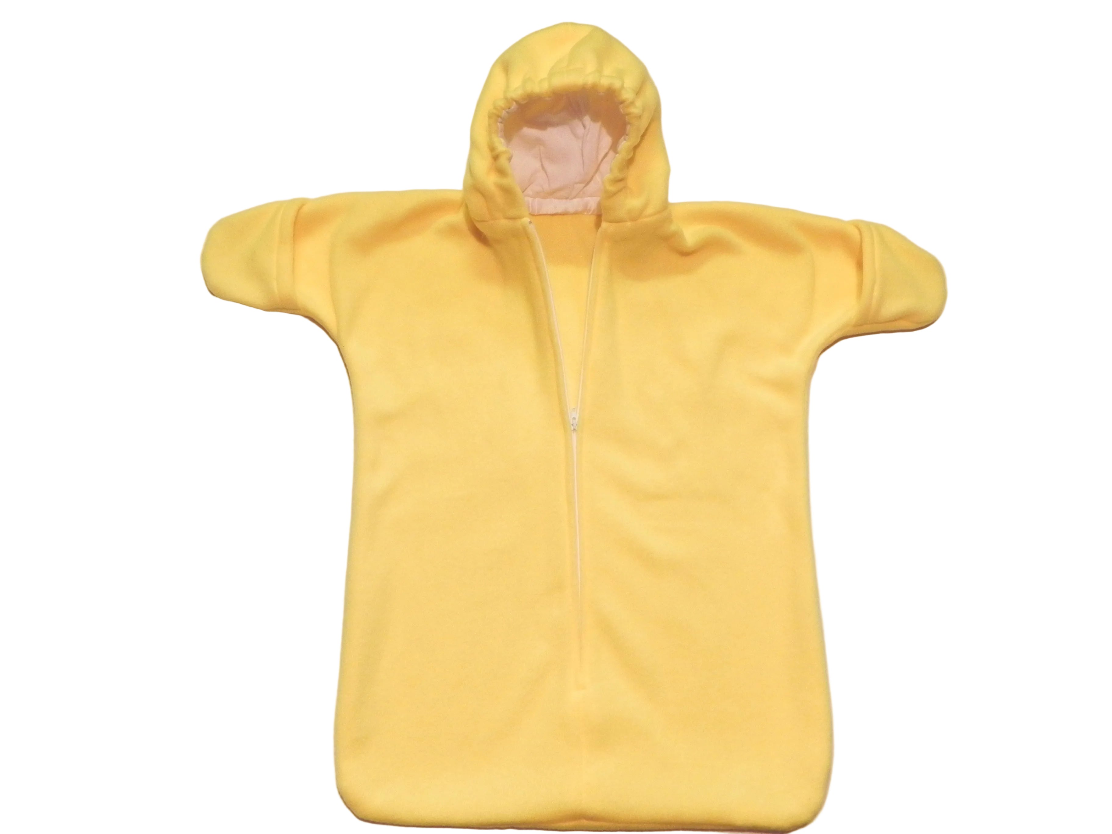 Handmade Solid Yellow Fleece Baby Bunting Coat 0-6M