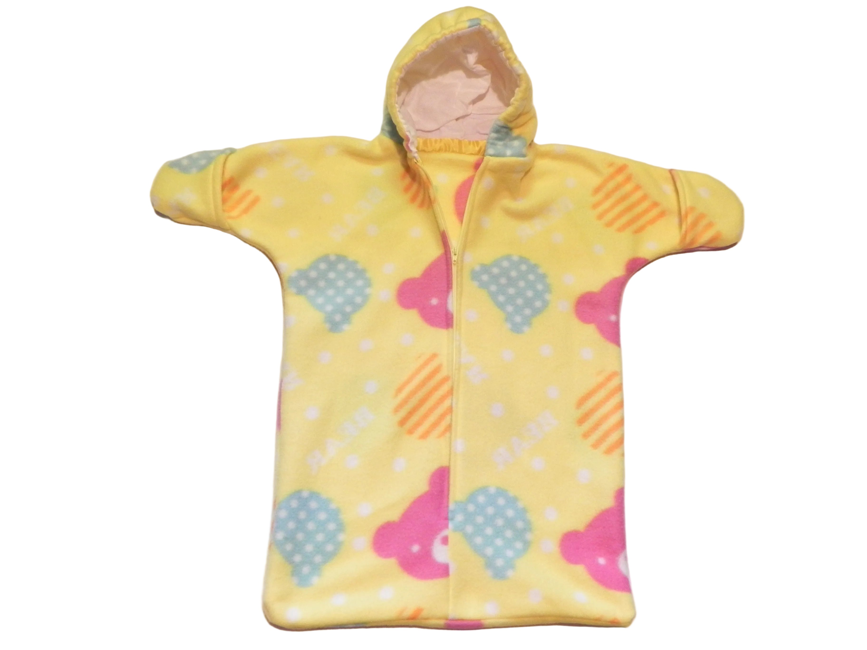 Handmade Peek-a-Boo Bears Printed Fleece Baby Bunting Coat 0-6M