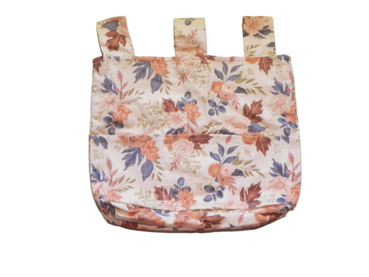 Handmade Beige with Flowers Walker/Stroller Bag 4 Pockets