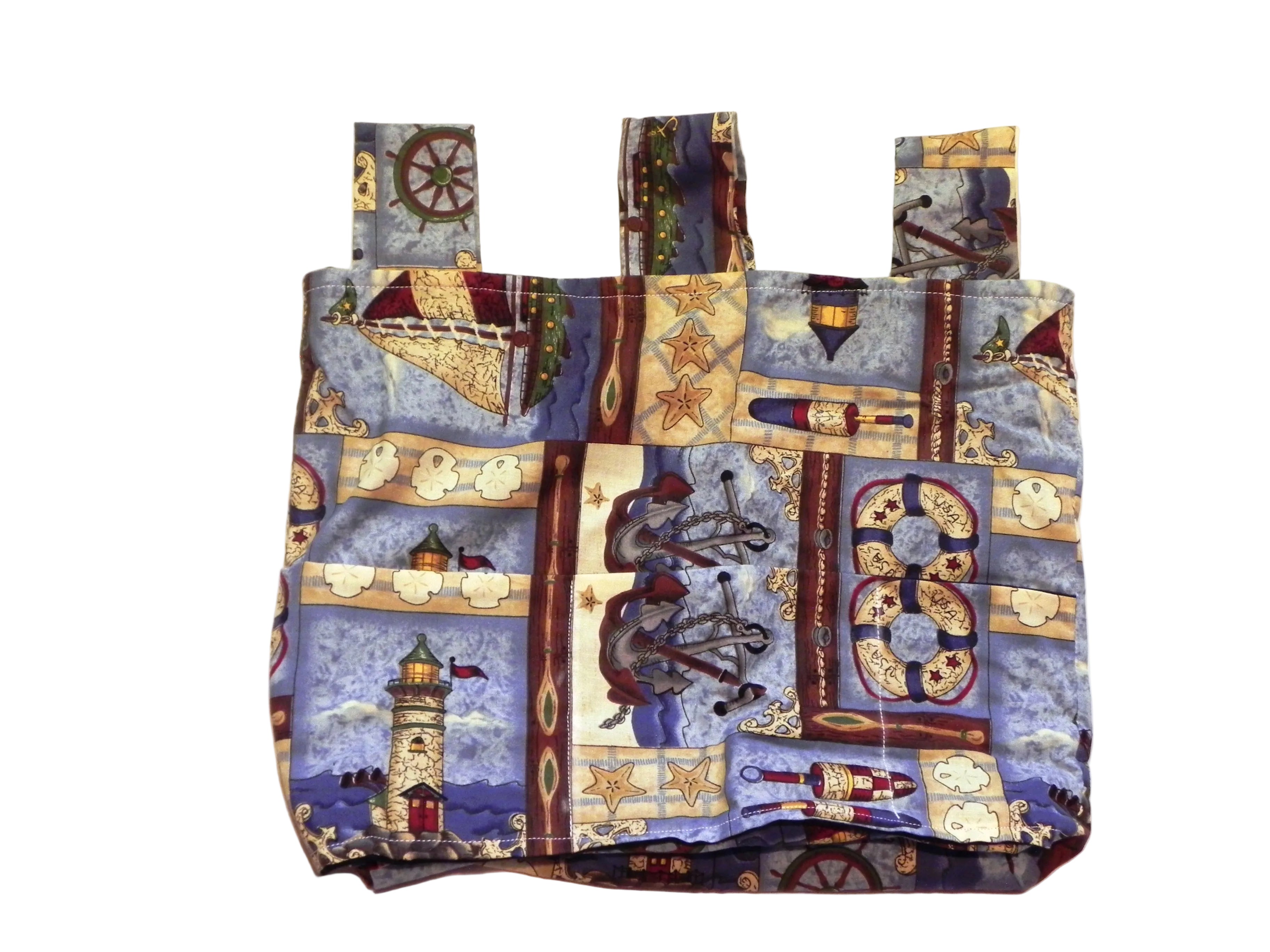 Handmade By the Sea Design Walker/Stroller Bag – 4 Pocket Cotton Bag