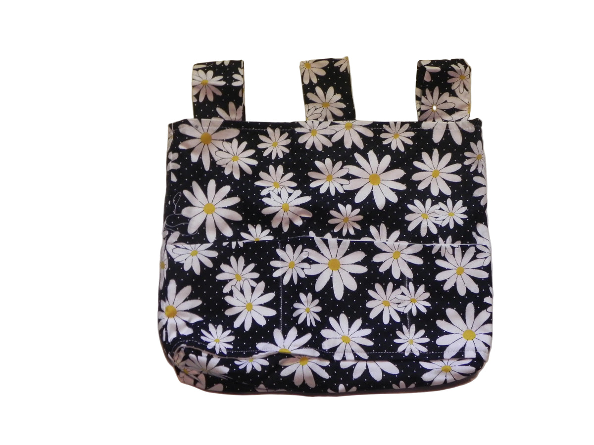 Handmade White Daisys Walker/Stroller Bag 4 Pockets