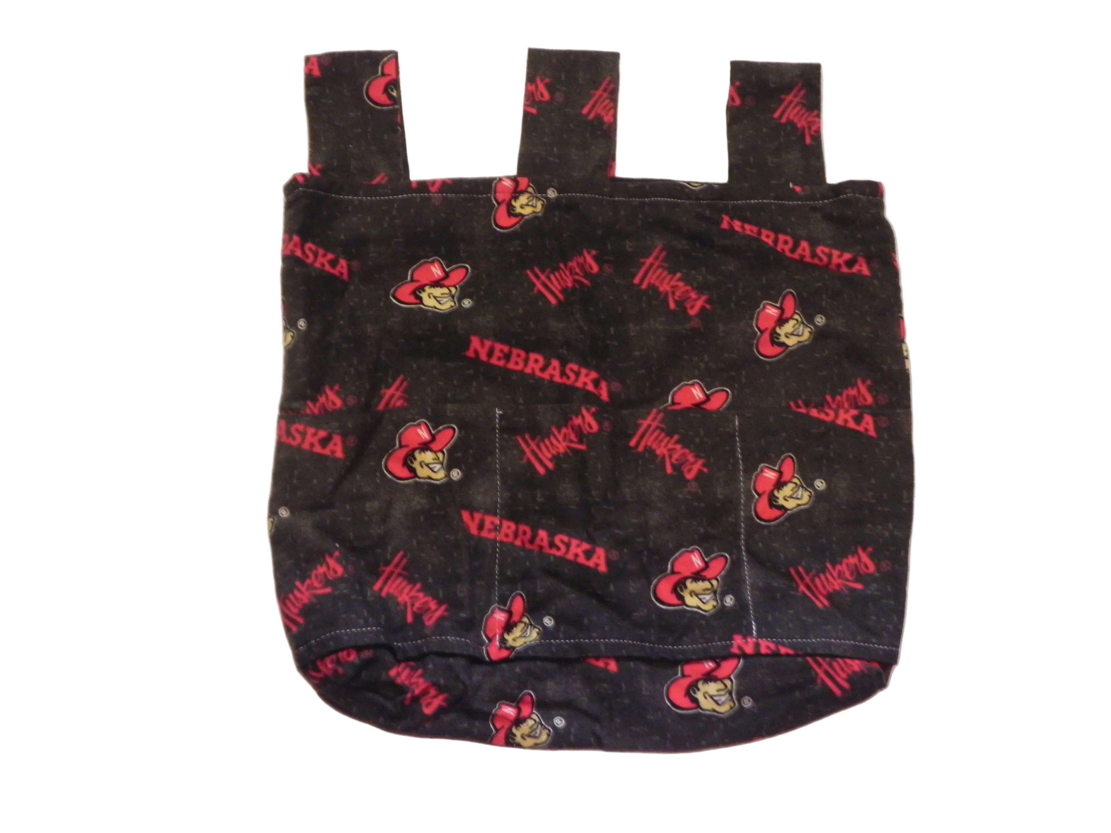 Handmade Nebraska Huskers NCAA Walker/Stroller Bag 4 Pocket Bag black
